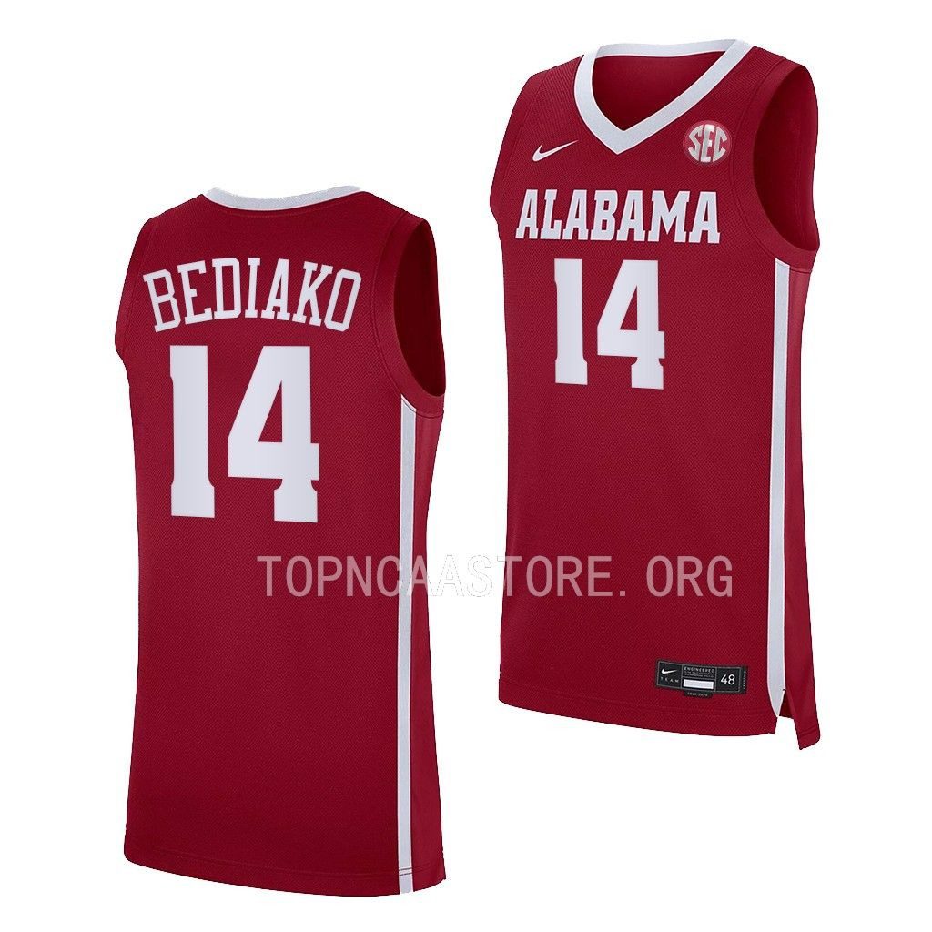Men's Alabama Crimson Tide Charles Bediako #14 Replica Crimson NCAA College Basketball Jersey
